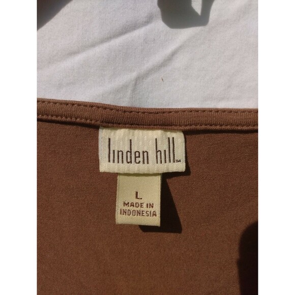 Linden Hill Woman Shirt Size L Brown Long Sleeve Beaded Lace Pullover - Picture 3 of 4